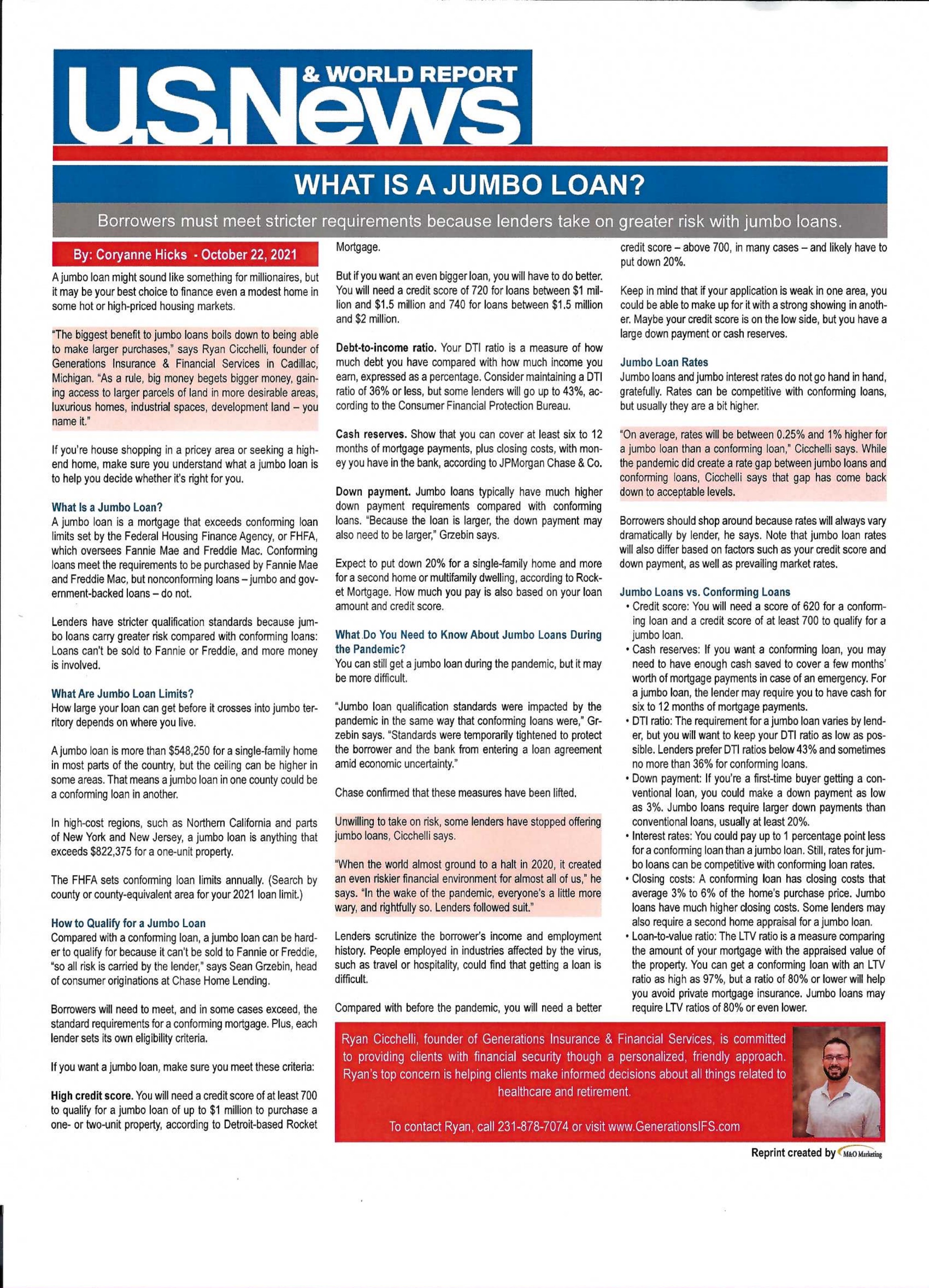 U.S. News & World Report article: What Is a Jumbo Loan?