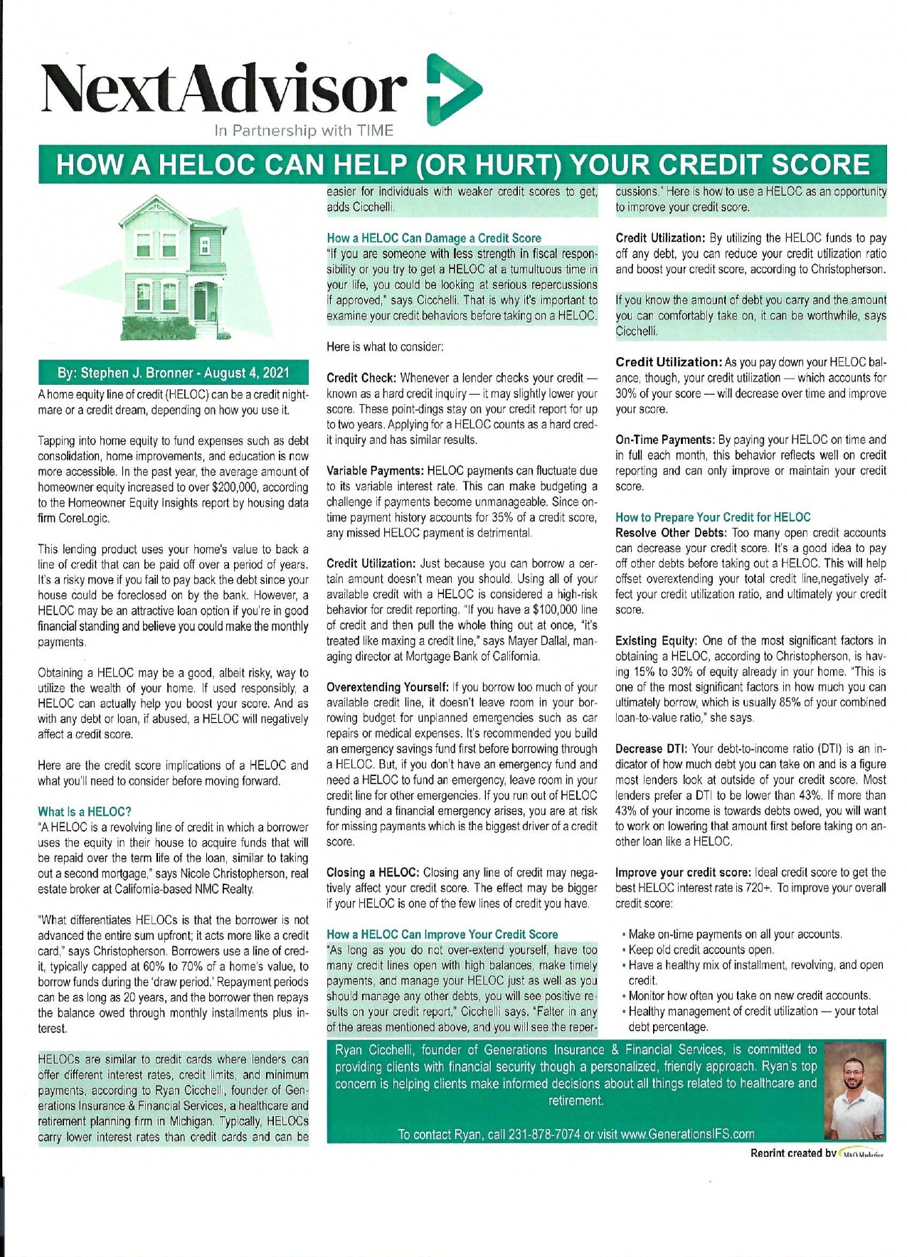 NextAdvisor article: How a HELOC Can Help (or Hurt) Your Credit Score